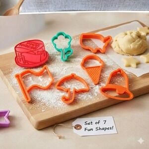 7pc Fun Cookie Cutters Set - Plastic Sandwich Bread Molds for Kids Home & Living